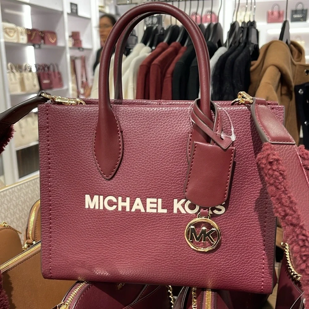 Michael Kors Mirella Small Pebbled Leather Shopper Top Zip Crossbody XBody NWT